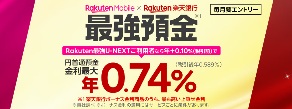 楽天モバイル×楽天銀行 ボーナス金利
