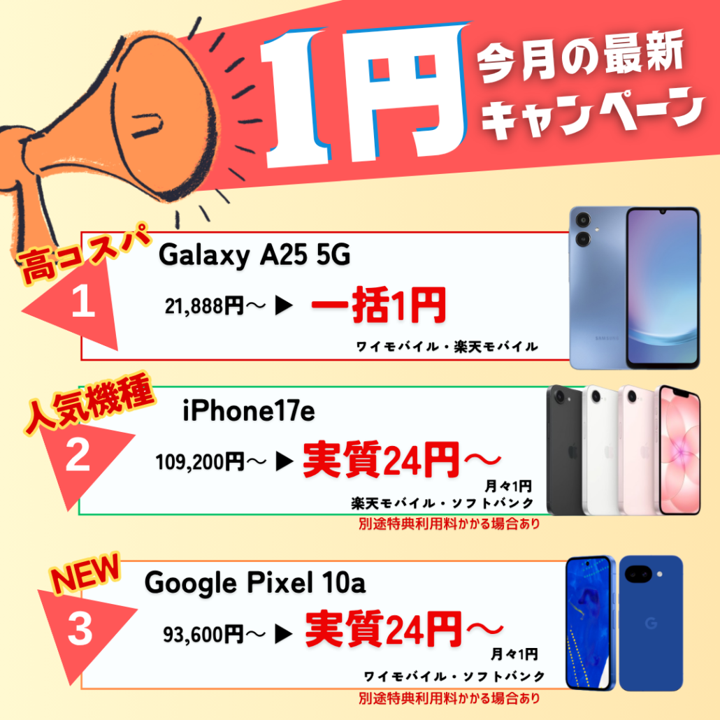 おすすめ1円スマホ