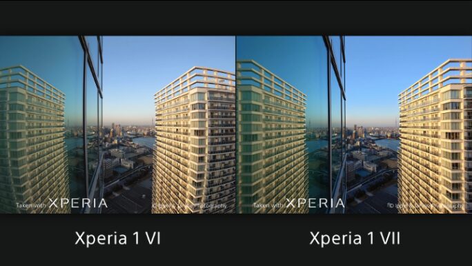 Xperia 1 VII(右)とXperia 1 VI(左)の歪みの違い